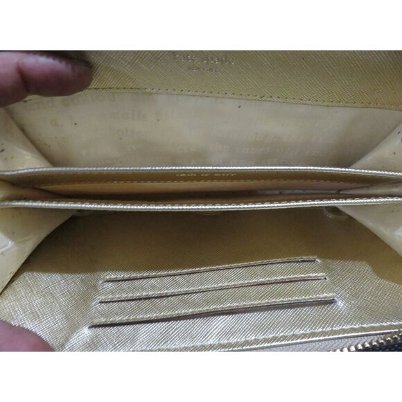 Kate Spade New York Joeley Gold Metallic Leather Zip Around Long Wallet - Picture 10 of 13